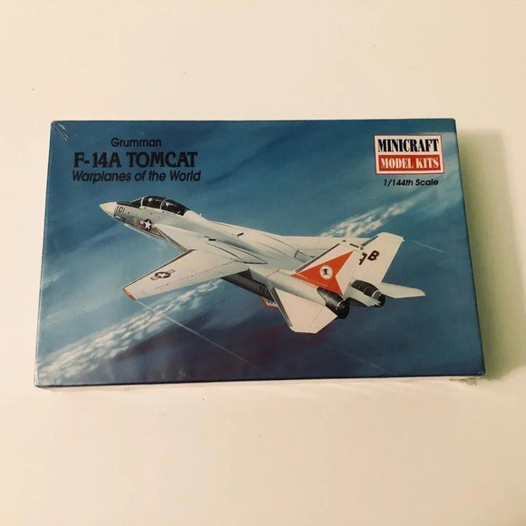 Vtg  1997 USA Grumman F 14 A Tomcat 1/144 Airplane Model Kit Minicraft - Picture 1 of 11